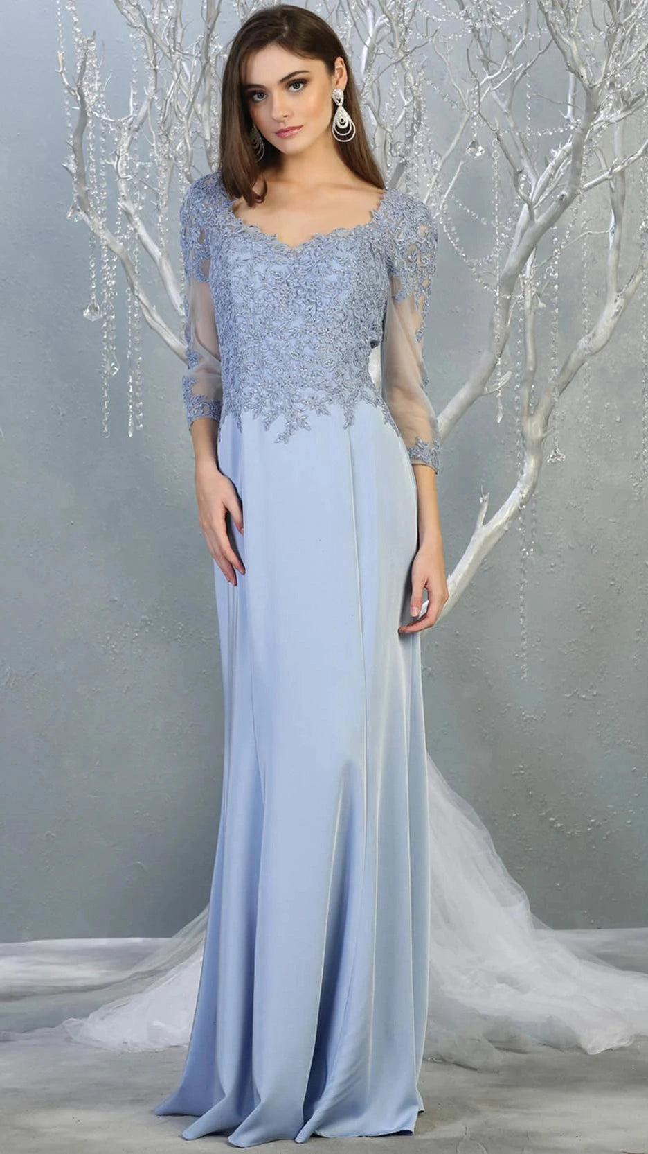 VESTIDO LARGO ALESSIA CELESTE