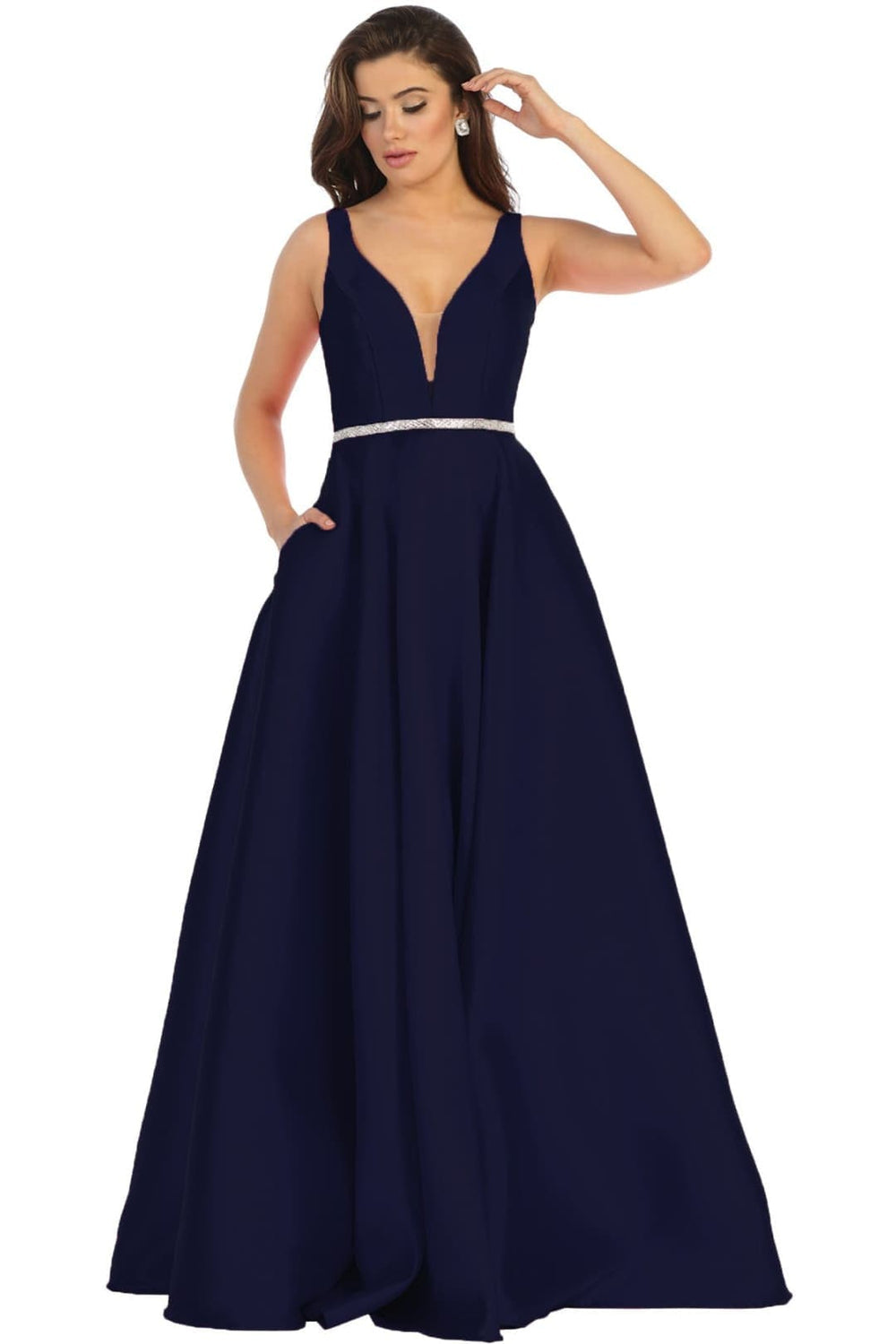 VESTIDO LARGO ANTONELLA AZUL MARINO