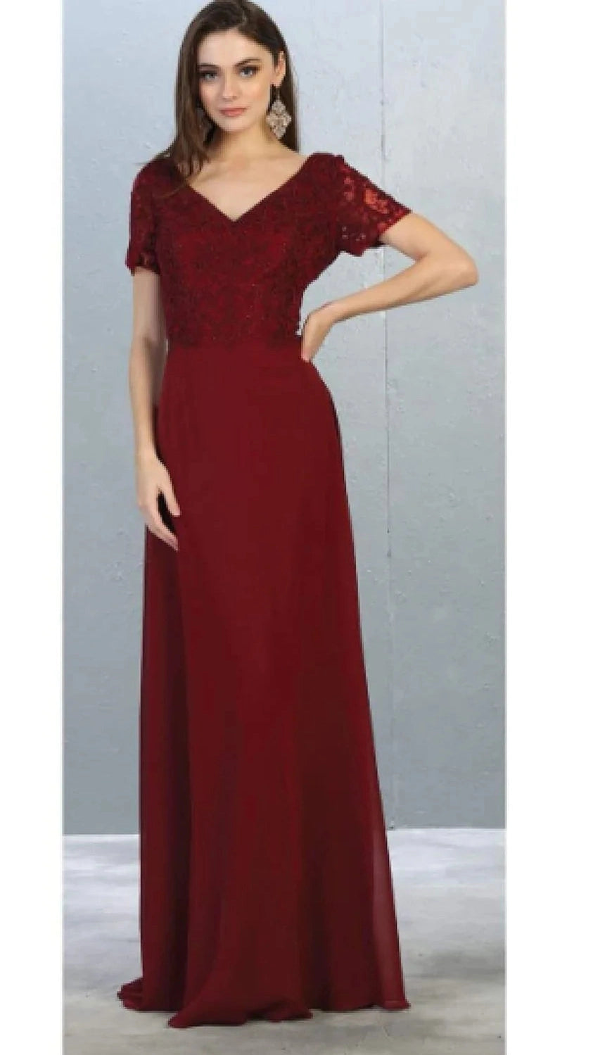 VESTIDO LARGO ESTEL BURDEO