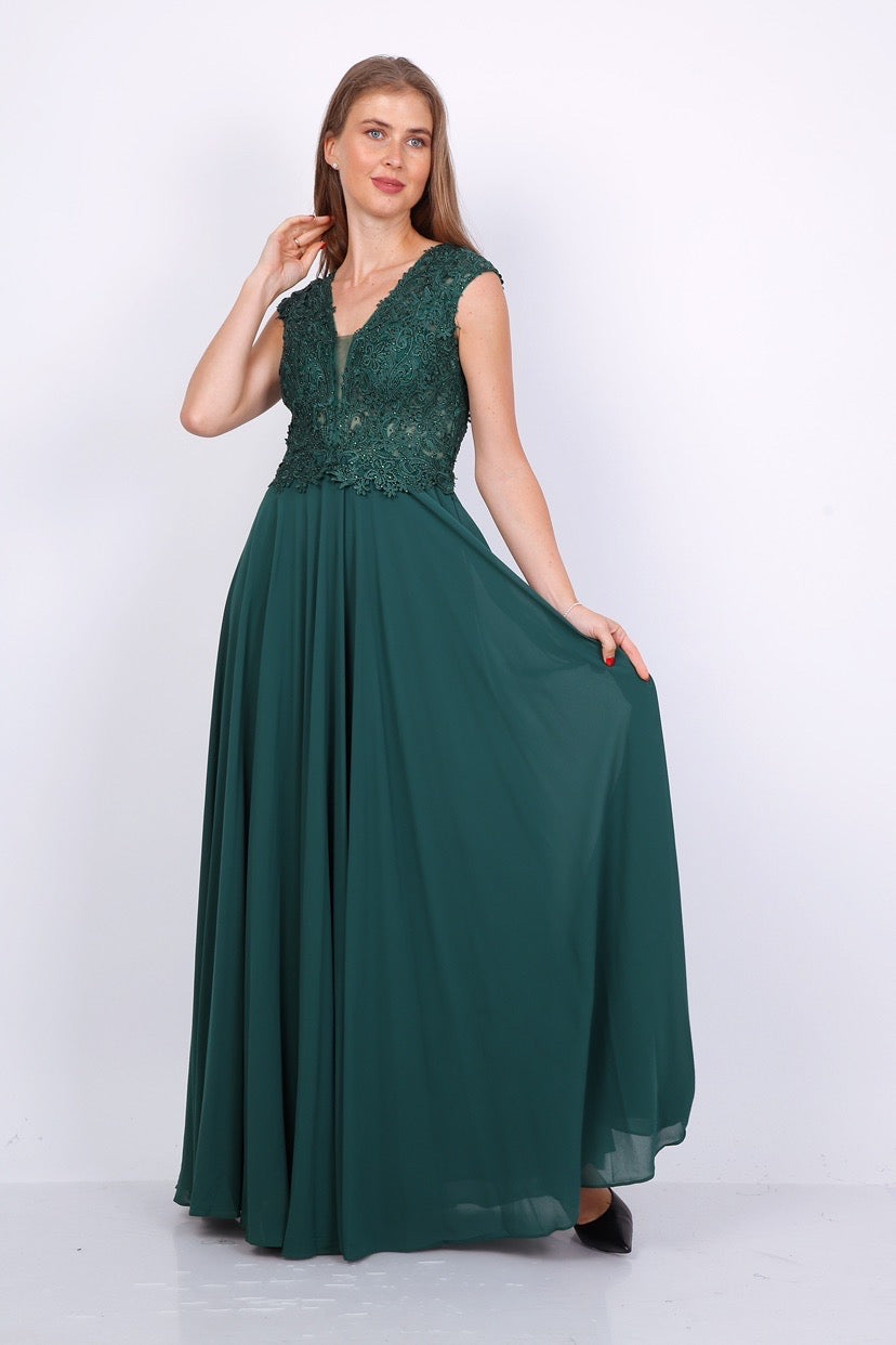 VESTIDO DE FIESTA LARGO L9336 VERDE