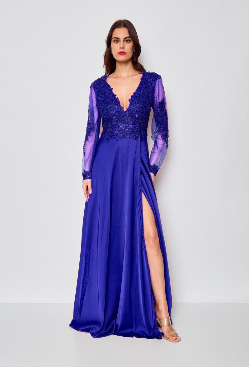 VESTIDO DE FIESTA LARGO L9390 AZUL REY – VESTIDOS UNIQUE