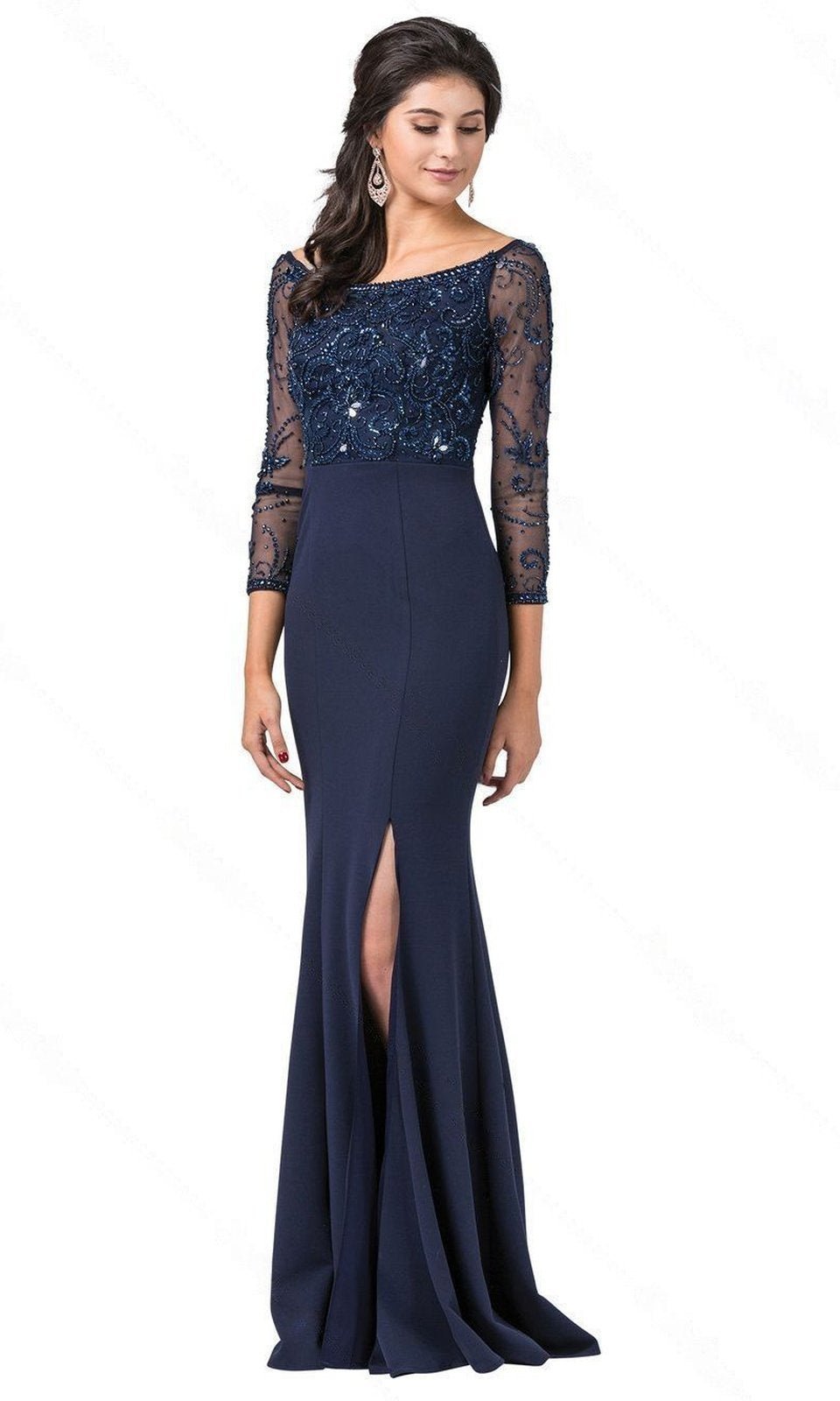 VESTIDO LARGO L2672 AZUL