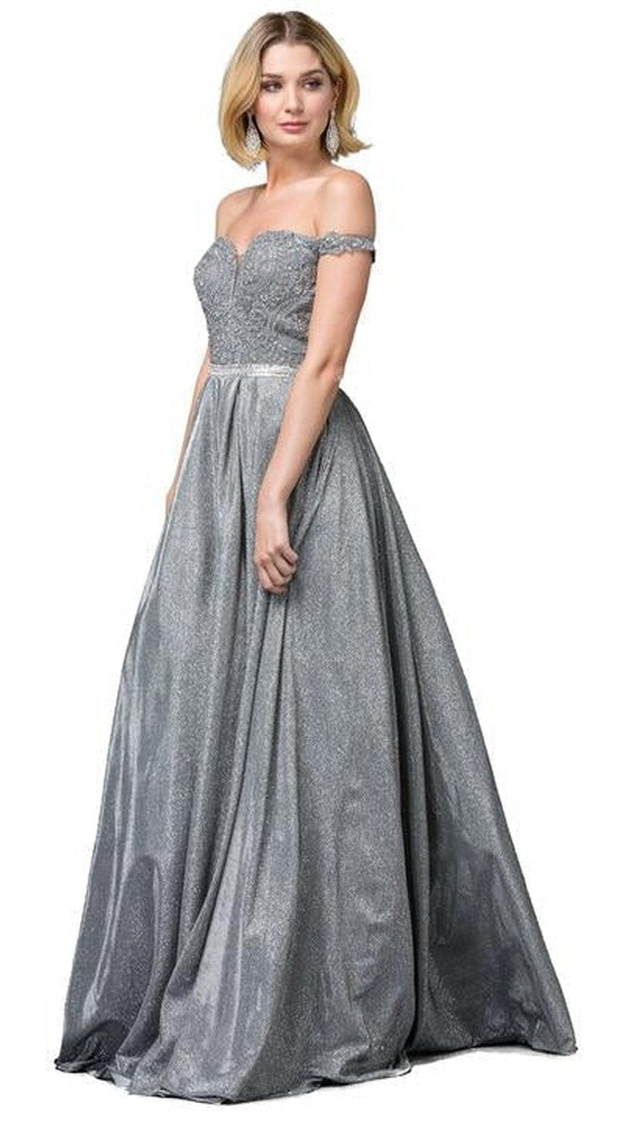 VESTIDO LARGO L2820 PLATEADO