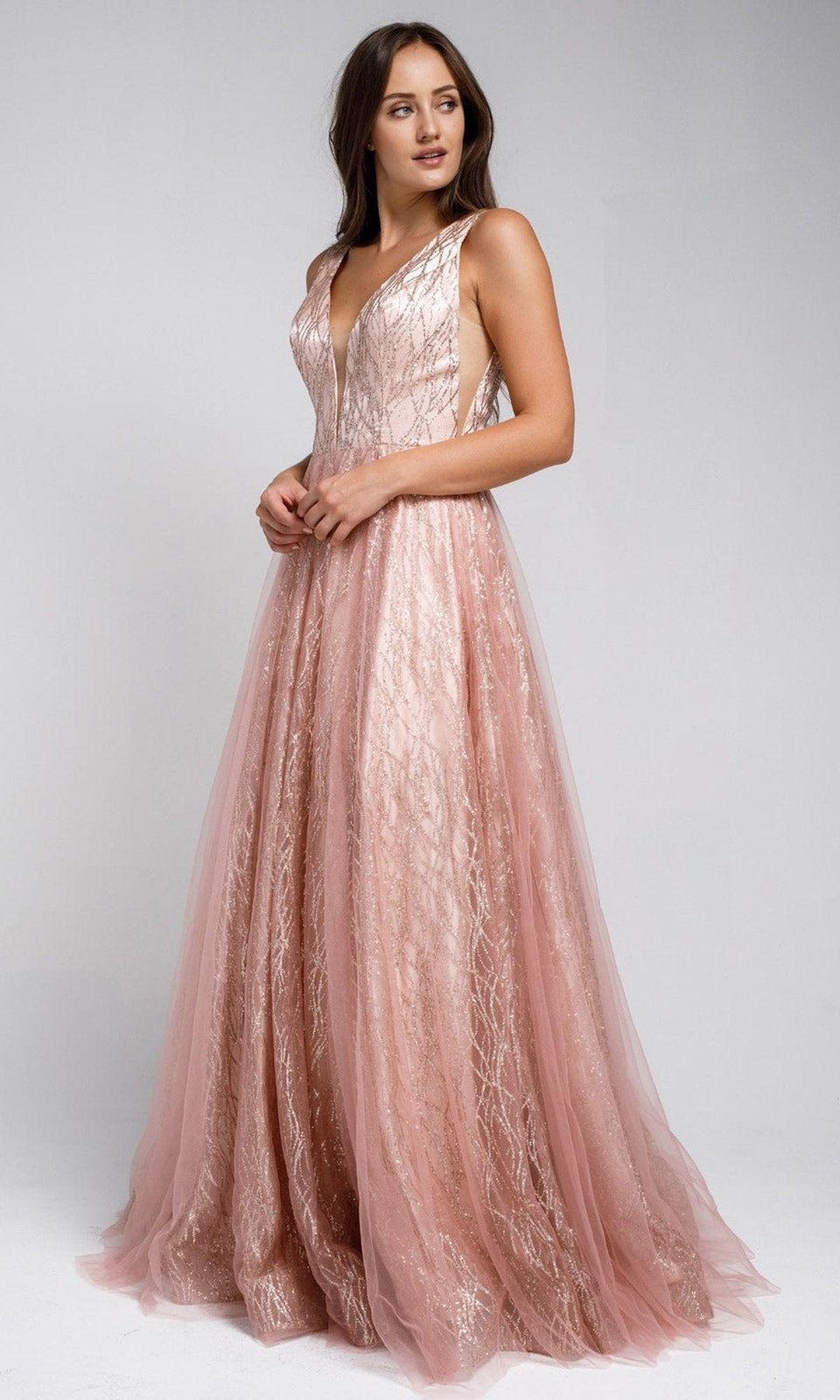 VESTIDO LARGO L010 ROSE GOLD