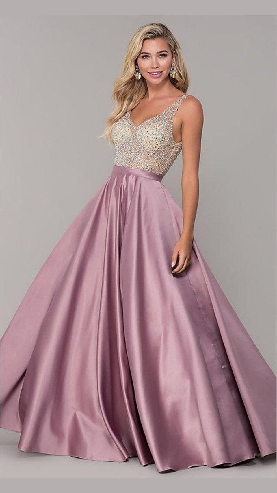 Satin Vestido Largo De Fiesta Rosa Palo Vestidos De Palo Rosa