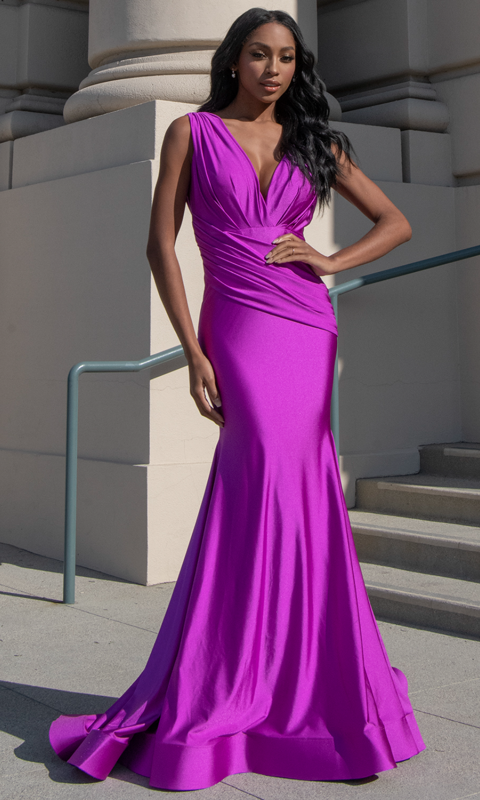 VESTIDO LARGO L370 MAGENTA – VESTIDOS UNIQUE - Main Image