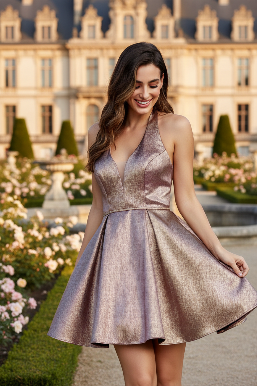 VESTIDO CORTO C021 ROSE GOLD
