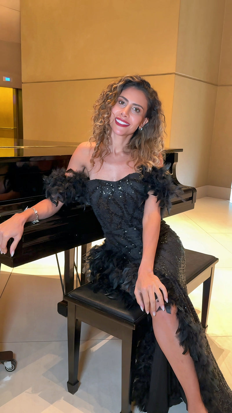 VESTIDO DE FIESTA L23513 NEGRO