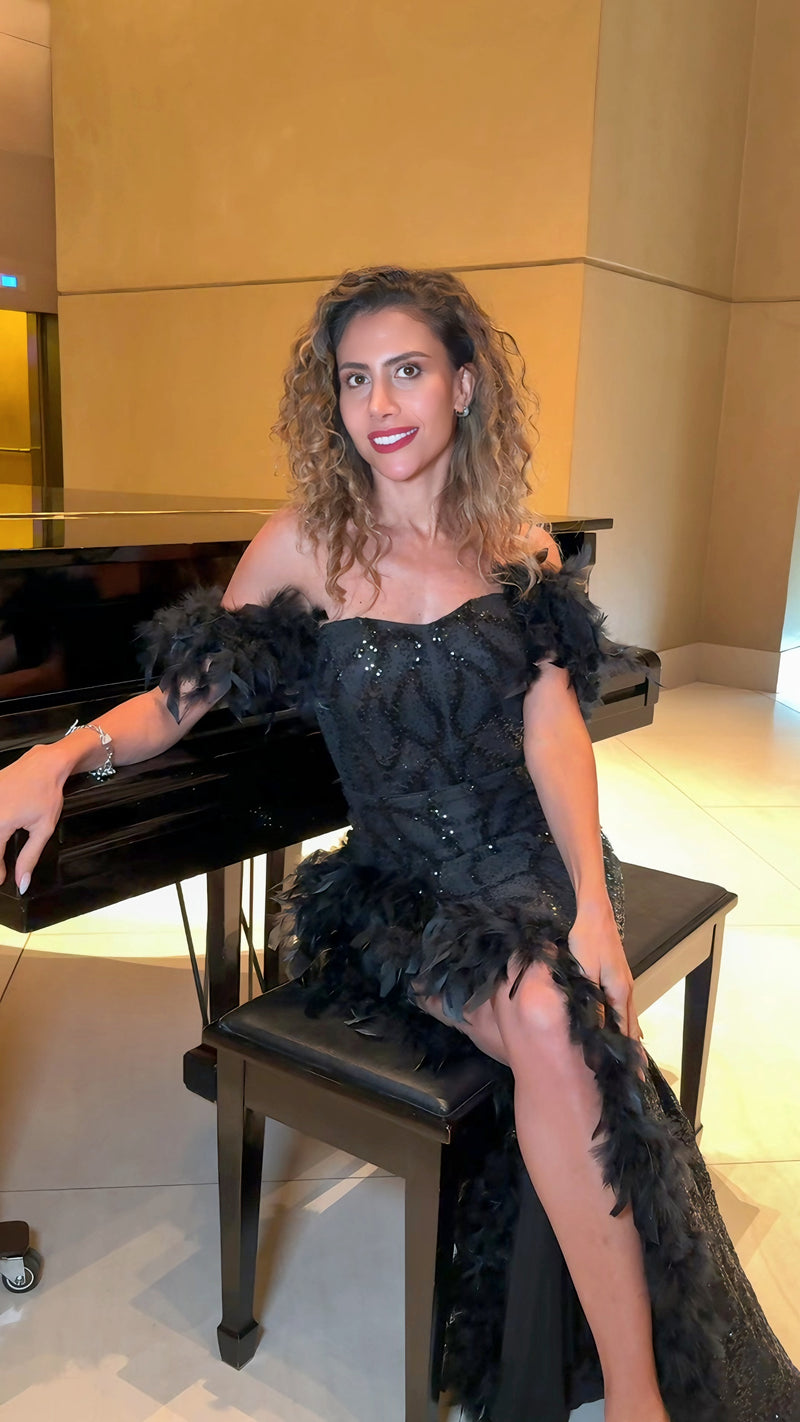 VESTIDO DE FIESTA L23513 NEGRO