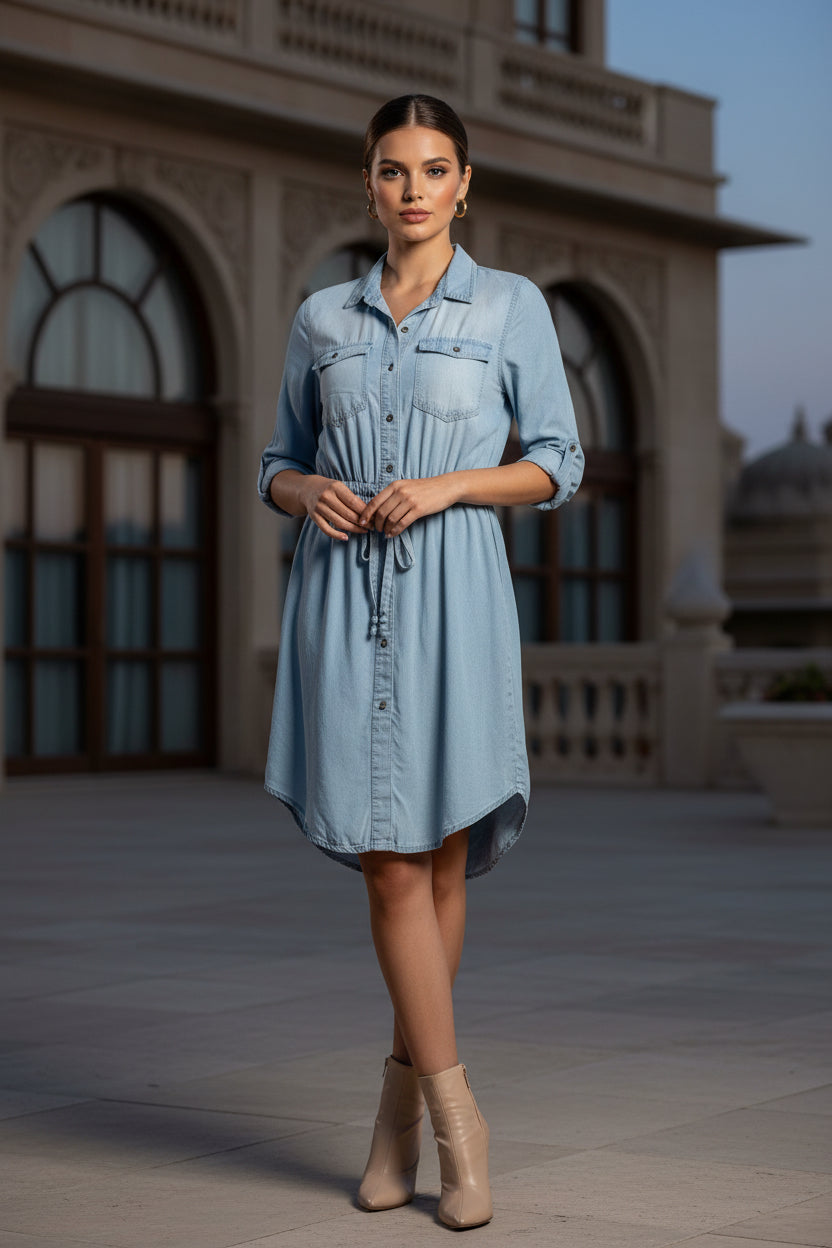 VESTIDO CORTO C4394 CELESTE