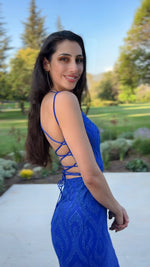 VESTIDO DE FIESTA LARGO L2479 AZUL REY