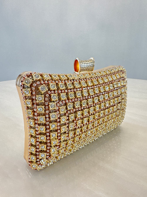 CARTERA DE FIESTA ROSE GOLD M008