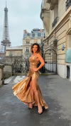 VESTIDO DE FIESTA DORADO L2150