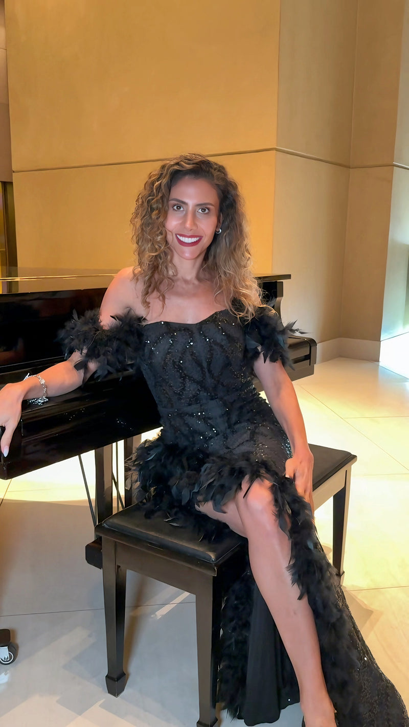 VESTIDO DE FIESTA L23513 NEGRO