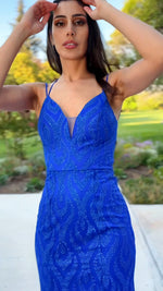 VESTIDO DE FIESTA LARGO L2479 AZUL REY
