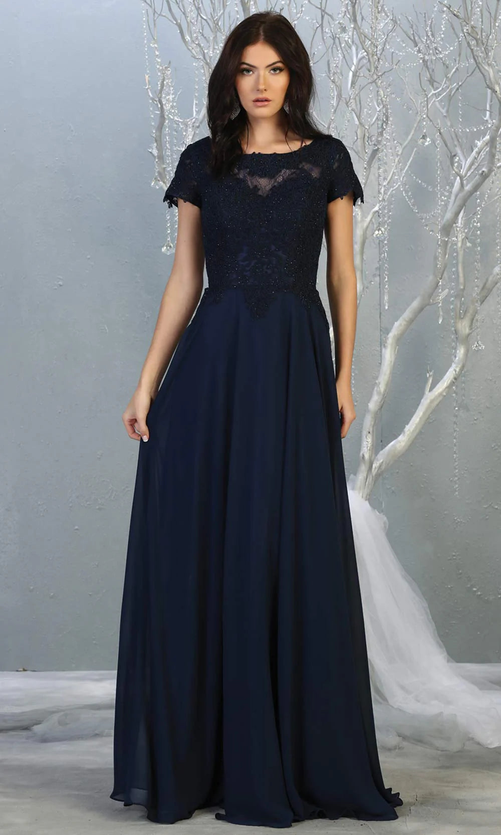 VESTIDO LARGO BEATRICE AZUL MARINO