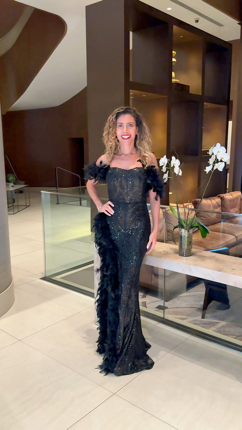 VESTIDO DE FIESTA L23513 NEGRO