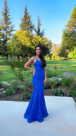 VESTIDO DE FIESTA LARGO L2479 AZUL REY