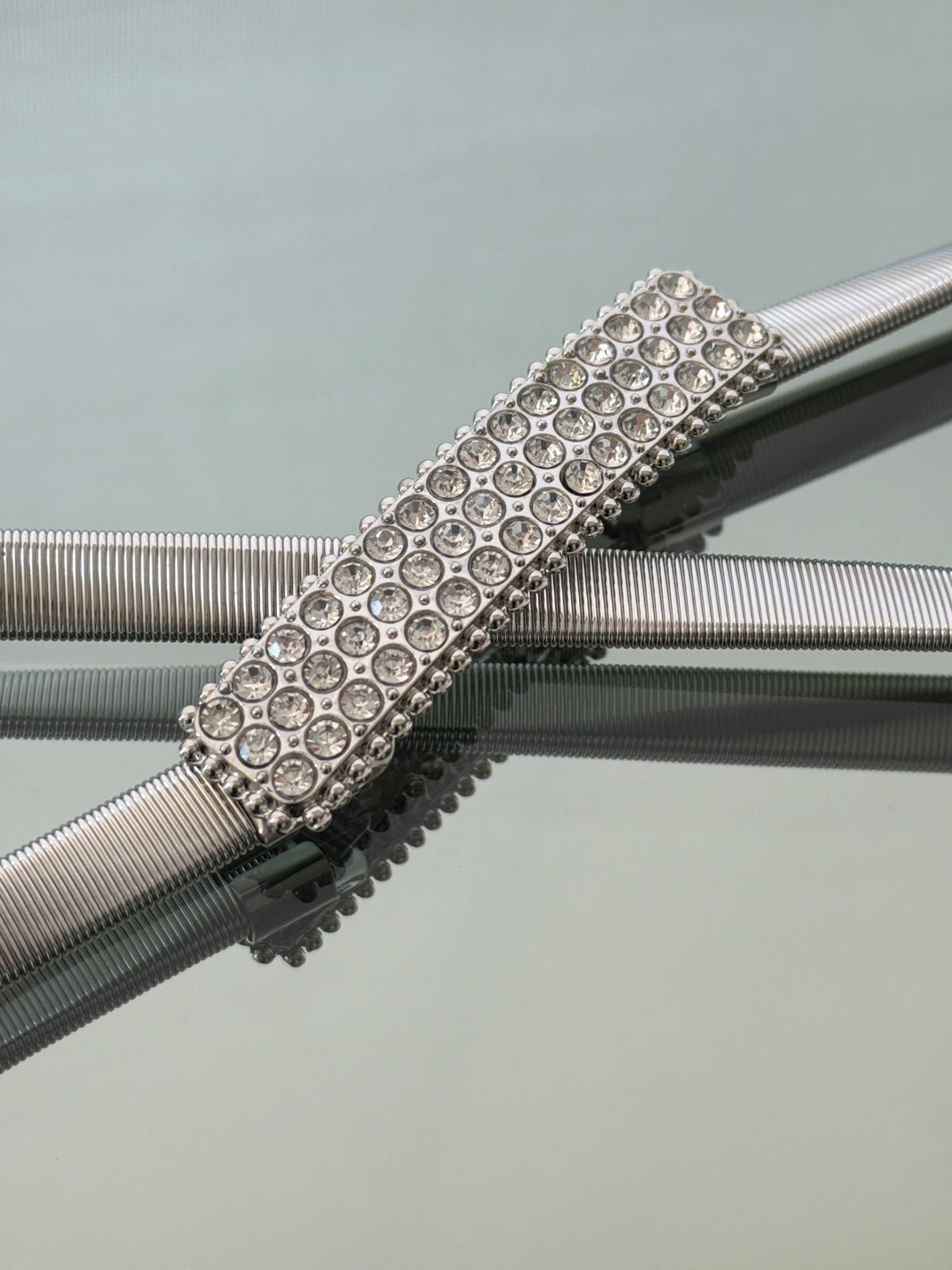 CINTURON ELASTICADO PLATEADO CRYSTAL