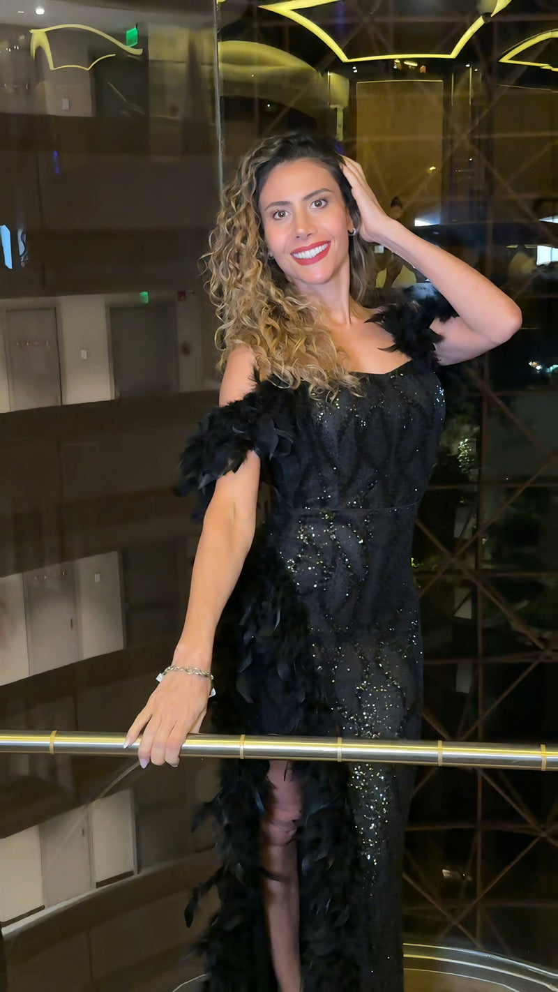 VESTIDO DE FIESTA L23513 NEGRO