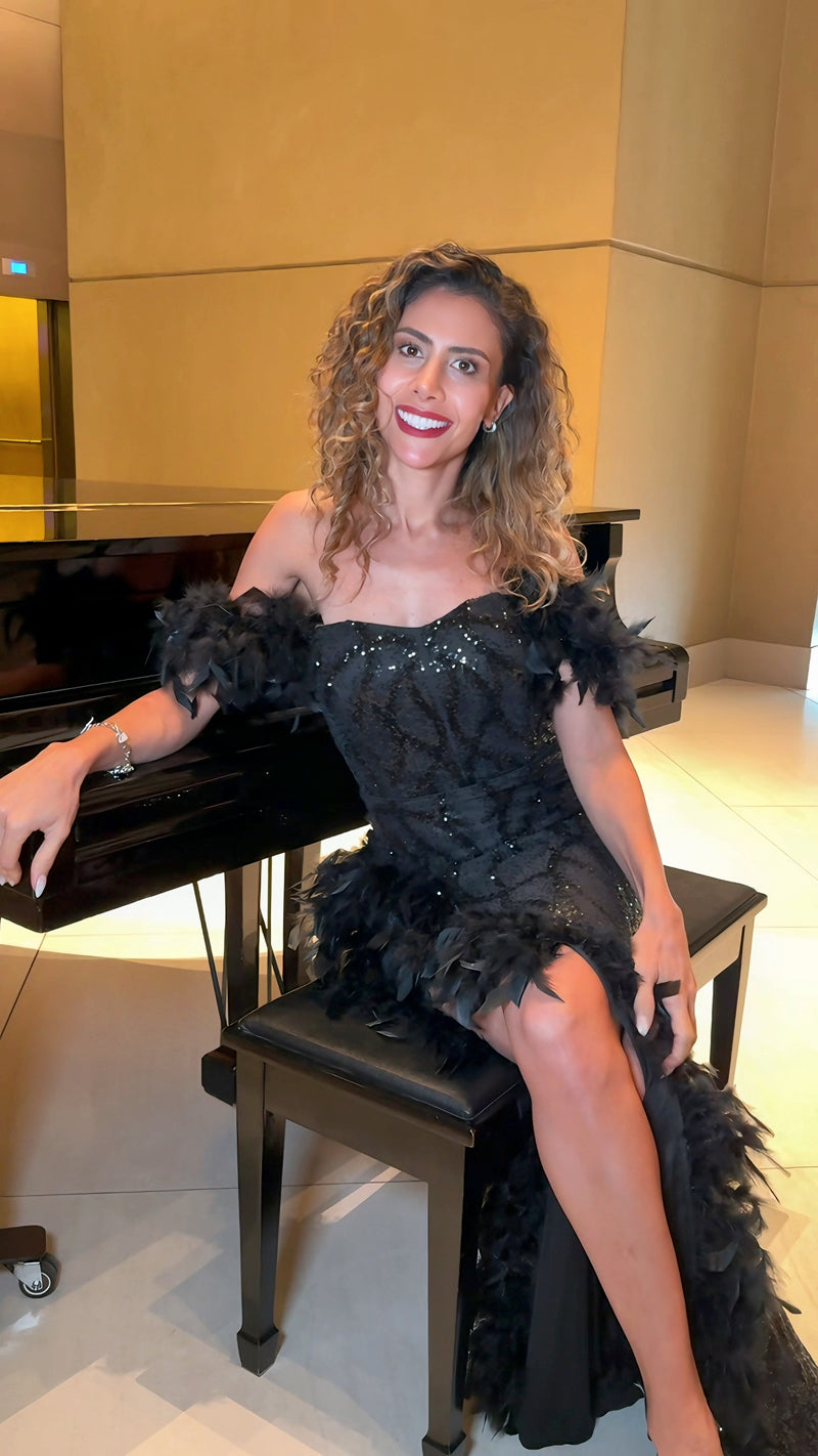 VESTIDO DE FIESTA L23513 NEGRO