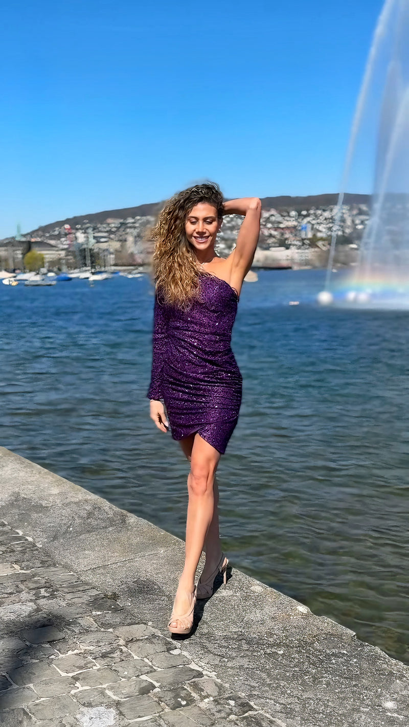 VESTIDO CORTO C8606 MORADO