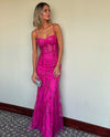 VESTIDO DE FIESTA LARGO L2363 FUCSIA