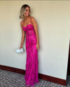 VESTIDO DE FIESTA LARGO L2363 FUCSIA