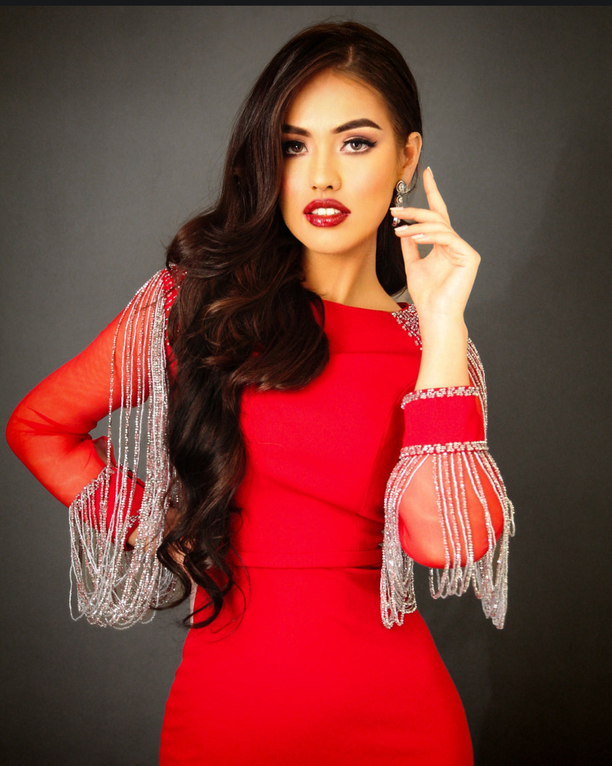 VESTIDO LARGO L350 ROJO