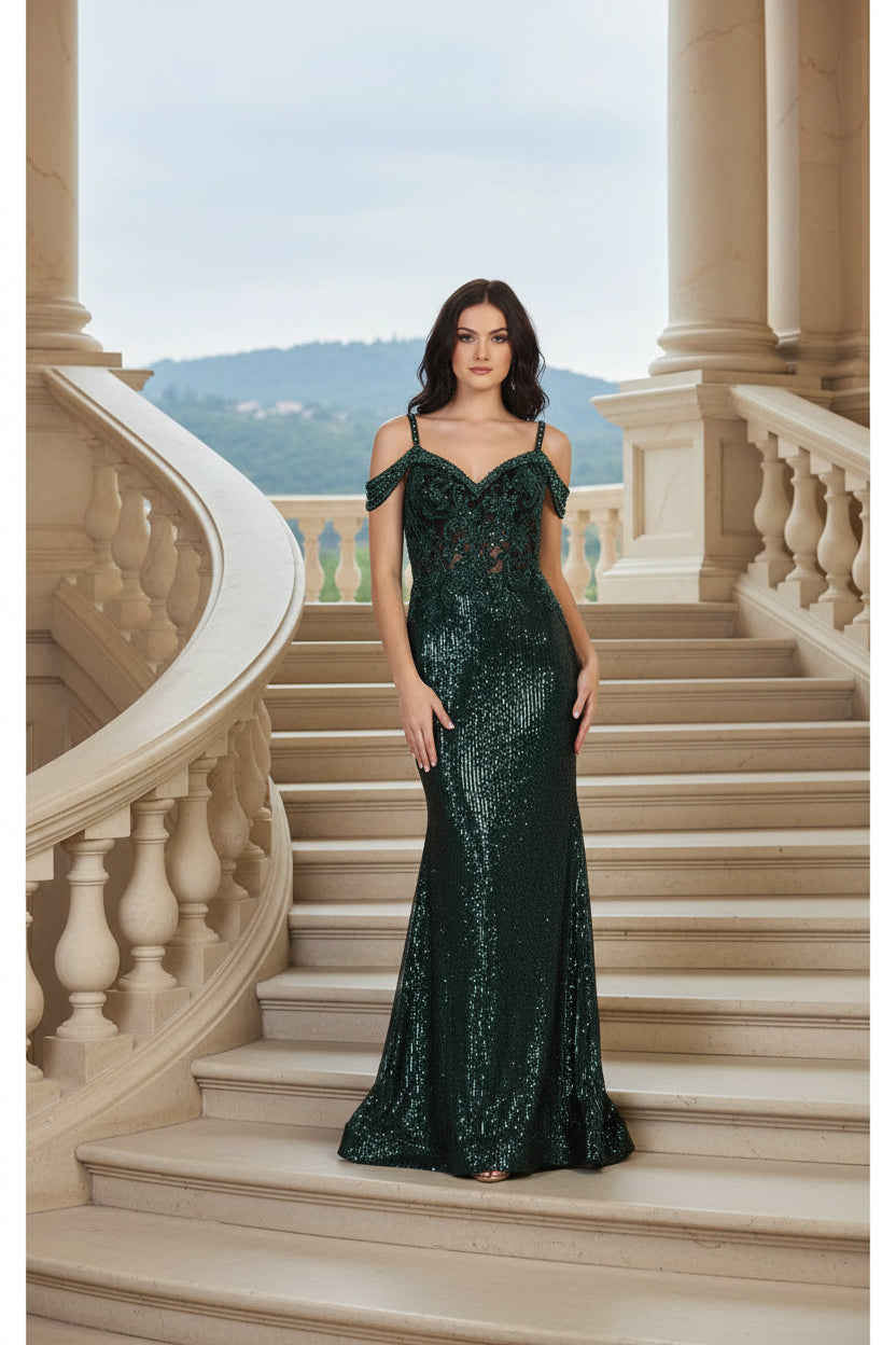 VESTIDO LARGO MONROE VERDE OSCURO