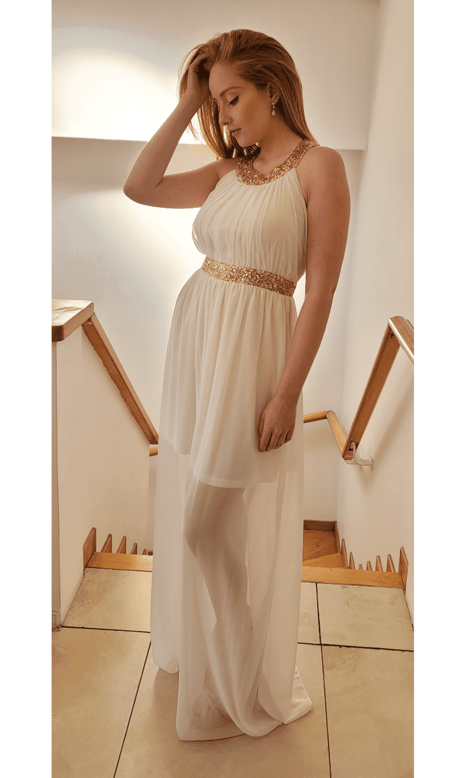 VESTIDO LARGO D0333A BLANCO