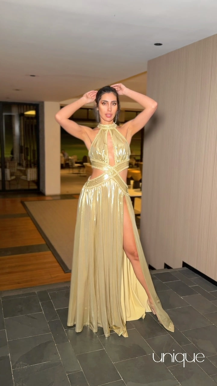 VESTIDO DE FIESTA DORADO L512330