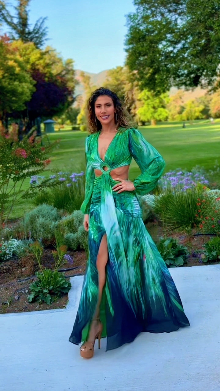 VESTIDO DE FIESTA LARGO L512300 VERDE
