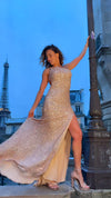 VESTIDO DE FIESTA LARGO L8031P ROSE GOLD