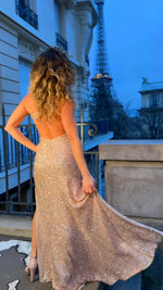 VESTIDO DE FIESTA LARGO L8031P ROSE GOLD