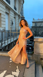 VESTIDO DE FIESTA LARGO L8031P ROSE GOLD