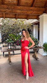 VESTIDO DE FIESTA LARGO L527006 ROJO