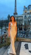 VESTIDO DE FIESTA LARGO L98302 CHAMPAGNE