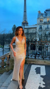 VESTIDO DE FIESTA LARGO L98302 CHAMPAGNE