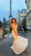 VESTIDO DE FIESTA LARGO L98302 CHAMPAGNE