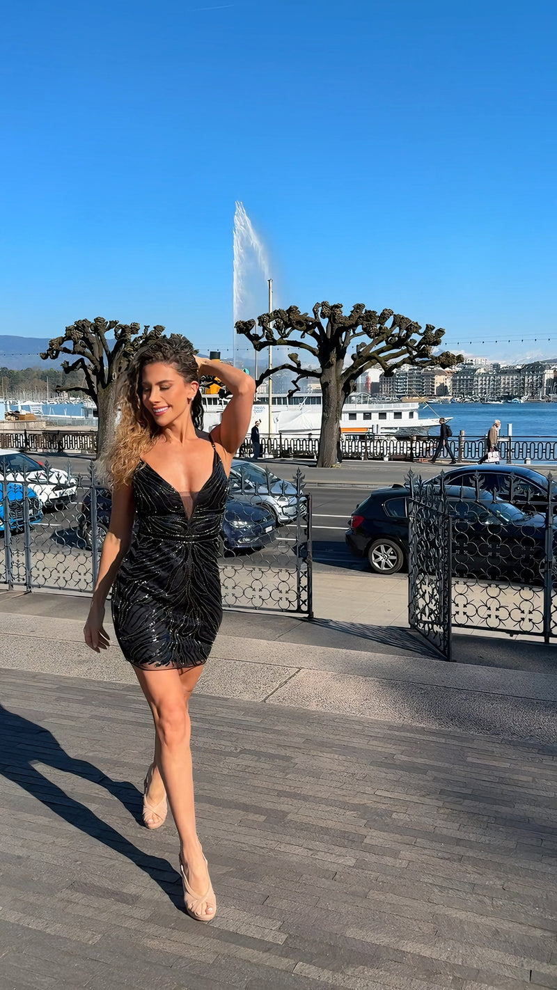 VESTIDO DE FIESTA C2170 NEGRO