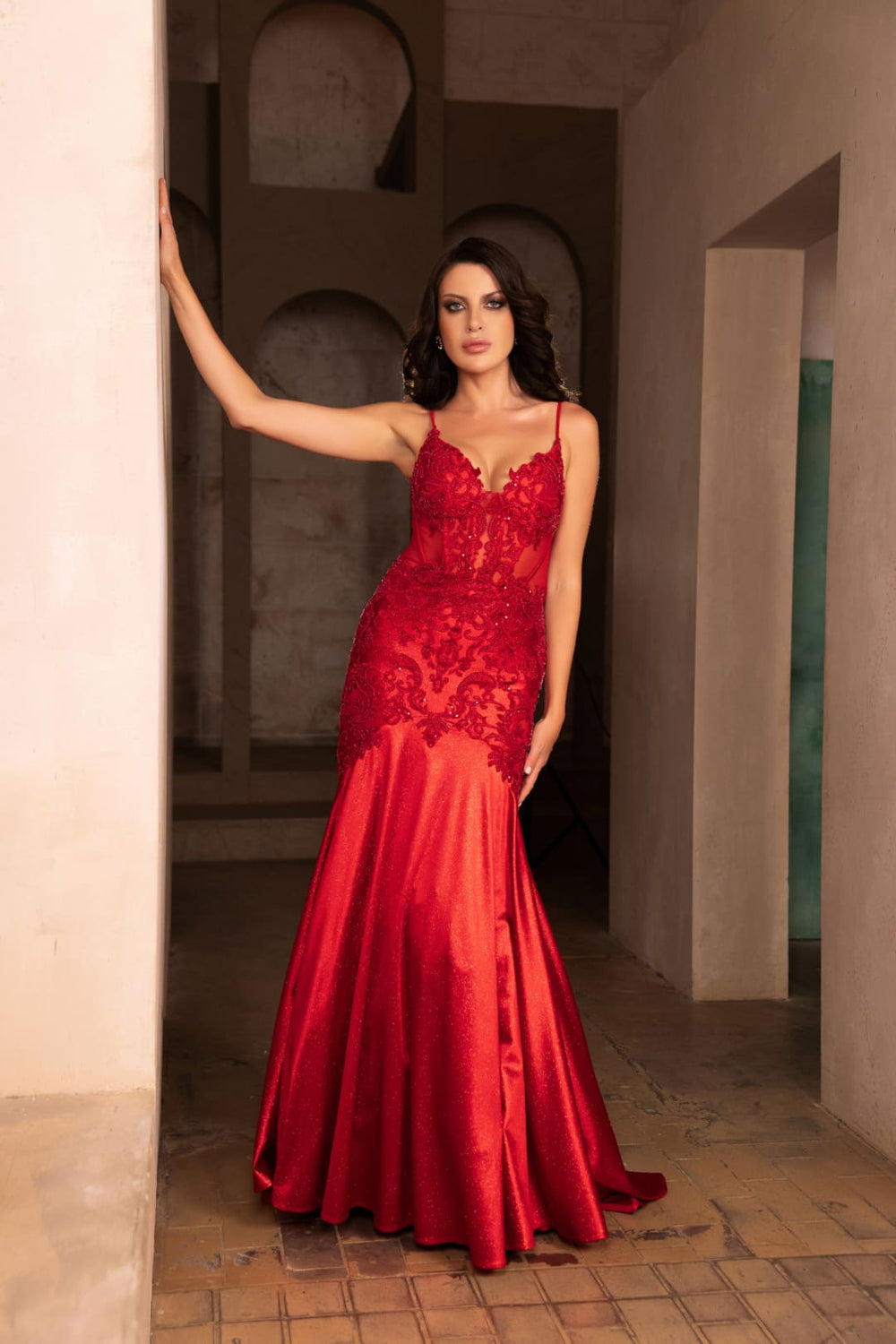 VESTIDO LARGO PORTOFINO ROJO