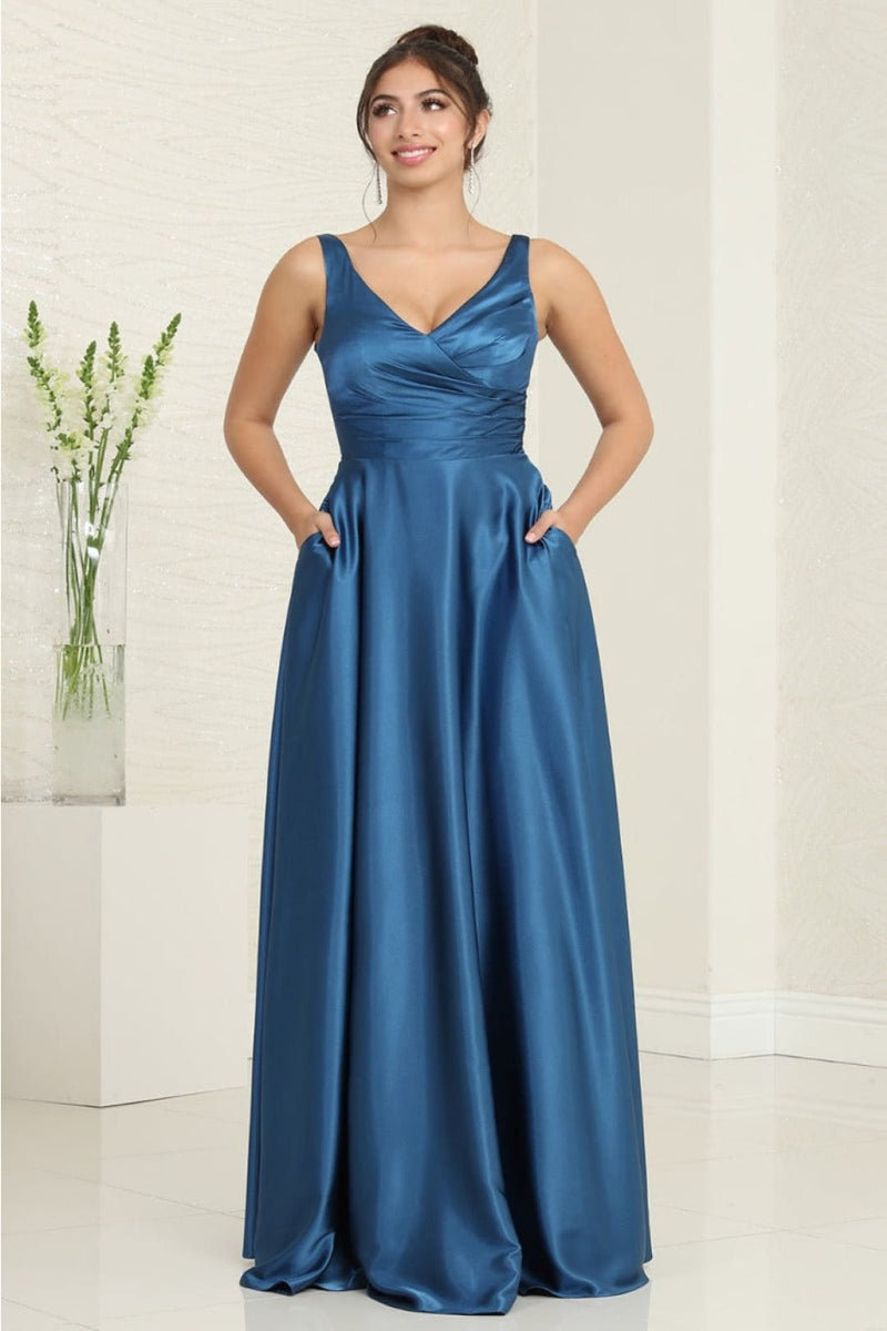VESTIDO LARGO VERONA AZUL PETROLEO