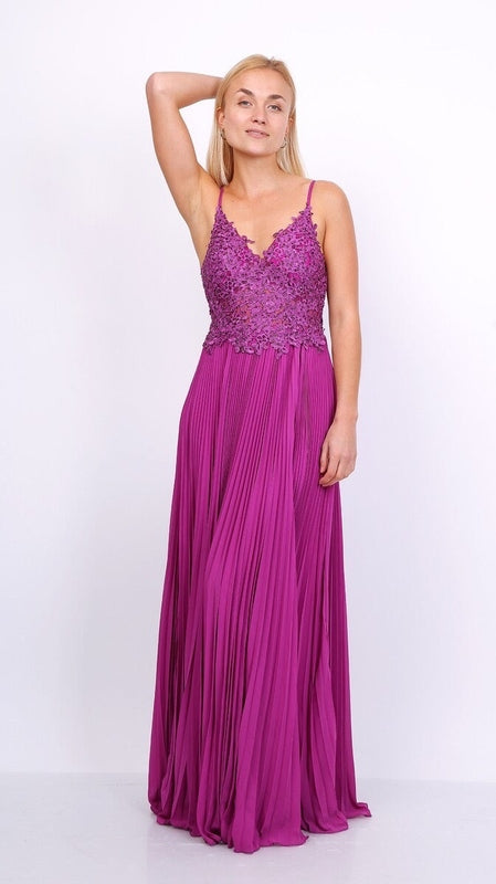 VESTIDO DE FIESTA LARGO L9347 MORADO