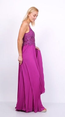 VESTIDO DE FIESTA LARGO L9347 MORADO