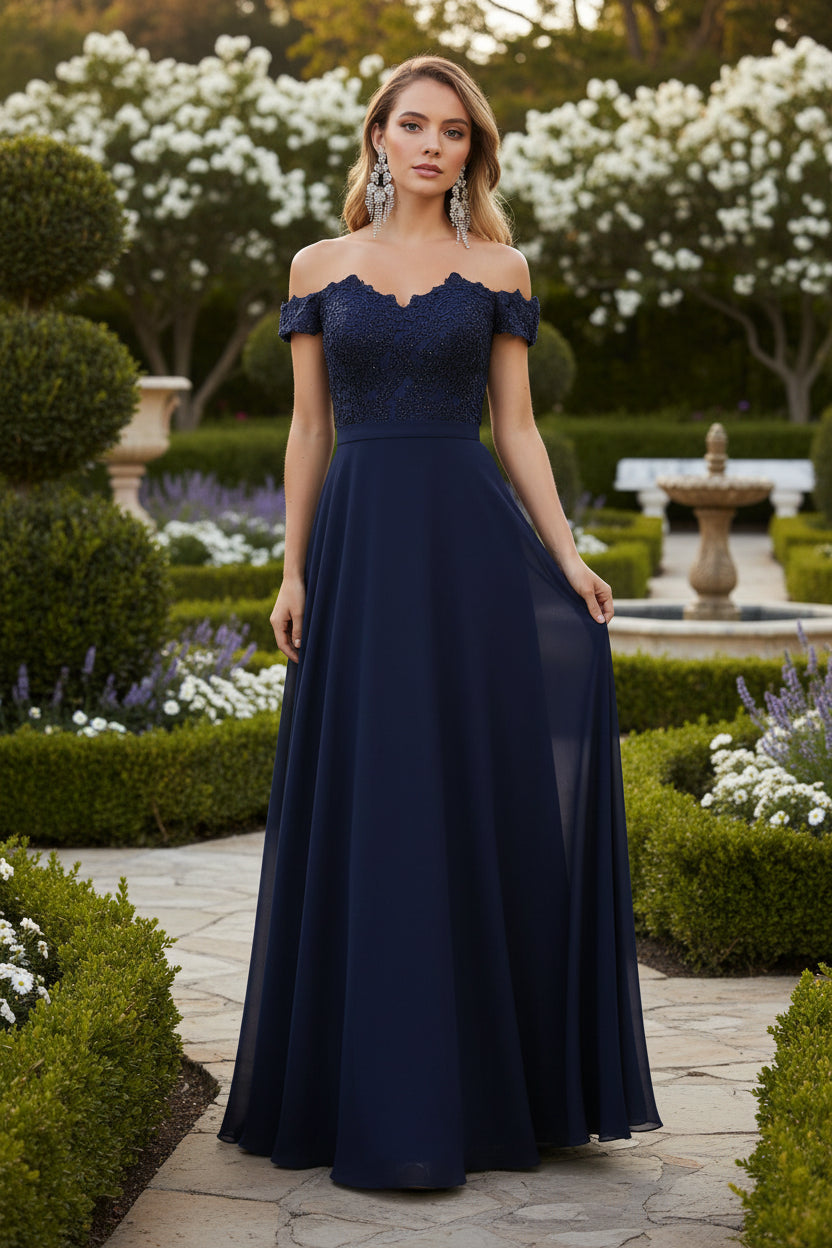 VESTIDO LARGO CLARISSE AZUL MARINO