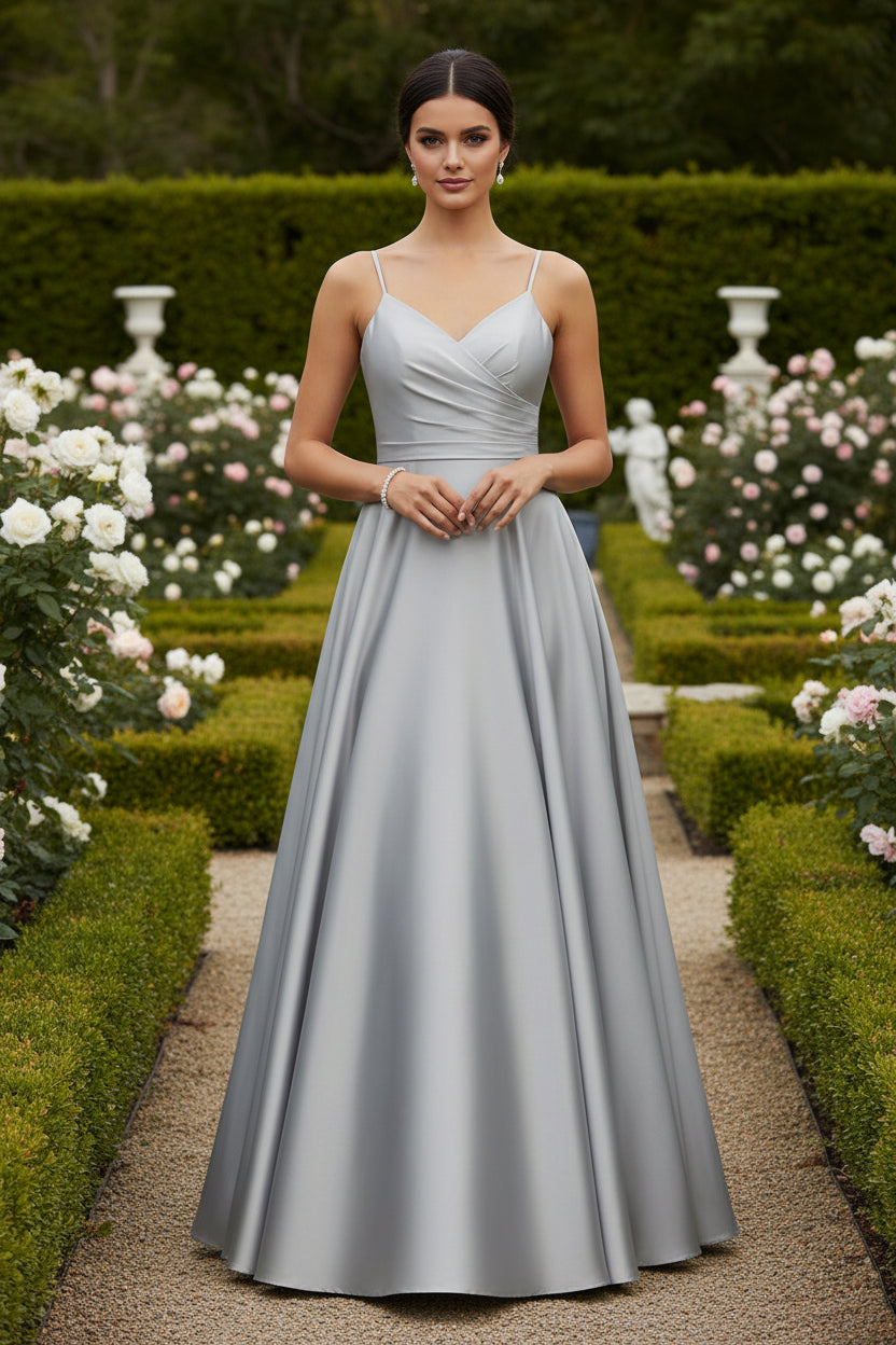 VESTIDO LARGO LUMIERA PLATEADO