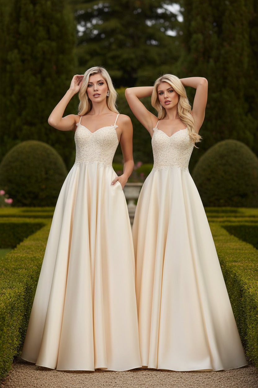 VESTIDO LARGO NOEMIE CHAMPAGNE