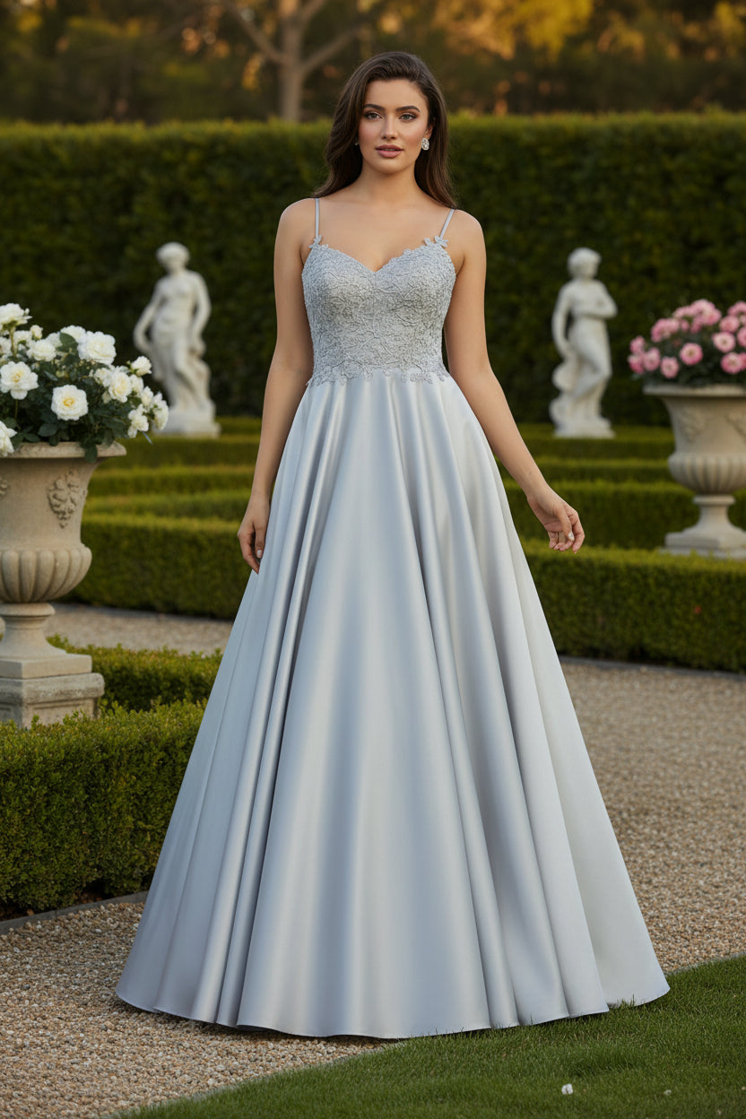 VESTIDO LARGO NOEMIE PLATEADO