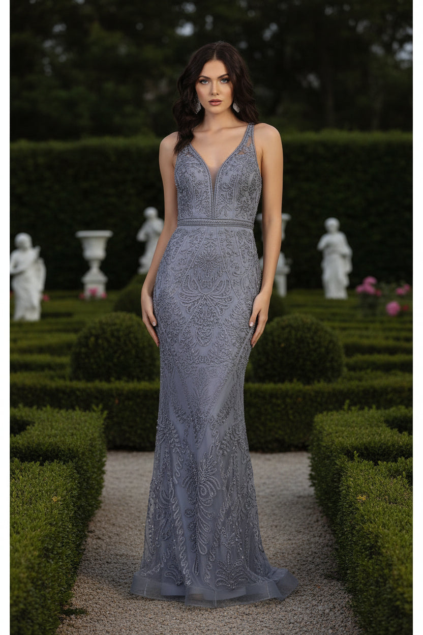 VESTIDO LARGO VIVIEN CELESTE